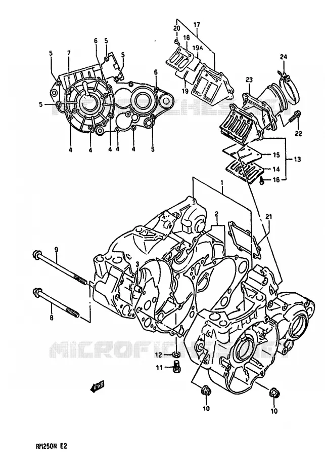 CRANKCASE Suzuki MOTO 250 RM 1990  RM250L(K/L/M/N)