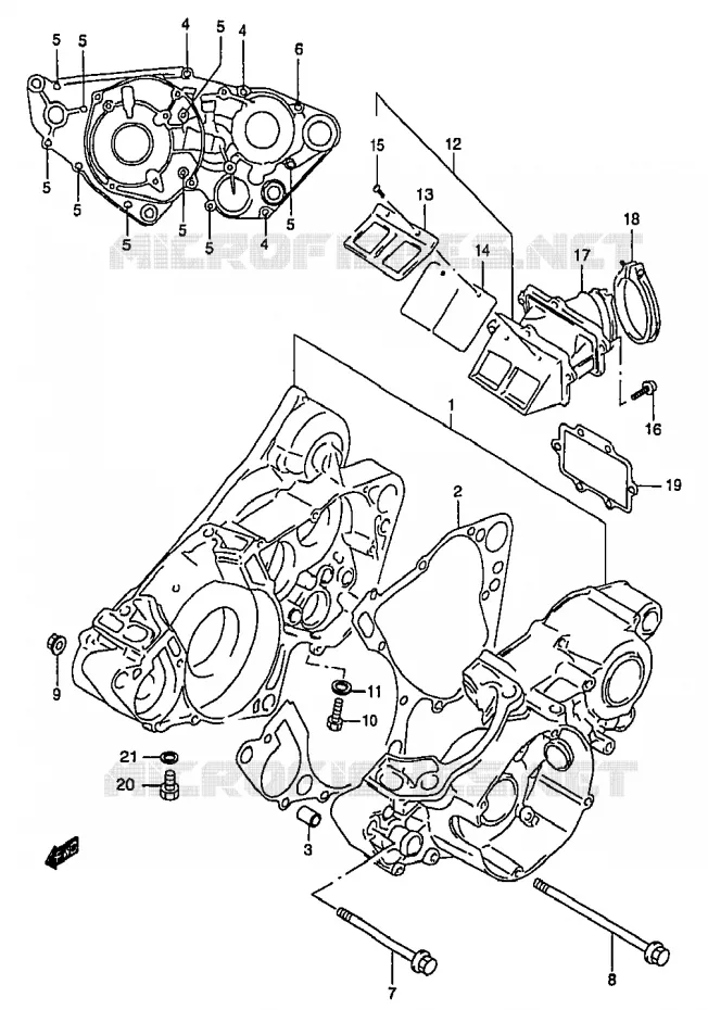 CRANKCASE Suzuki MOTO 250 RM 2000  RM250Y(T/V/W/X/Y)