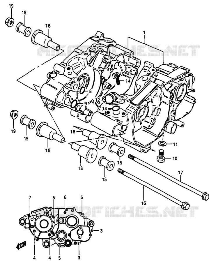 CRANKCASE Suzuki MOTO 50 RG 1983  RG50WD(D/E/F/1/G/J/K)