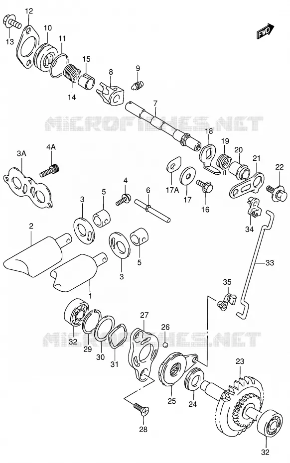 EXHAUST VALVE (MODEL T/V/W/X) Suzuki MOTO 125 RM 1996  RM125T(E2)