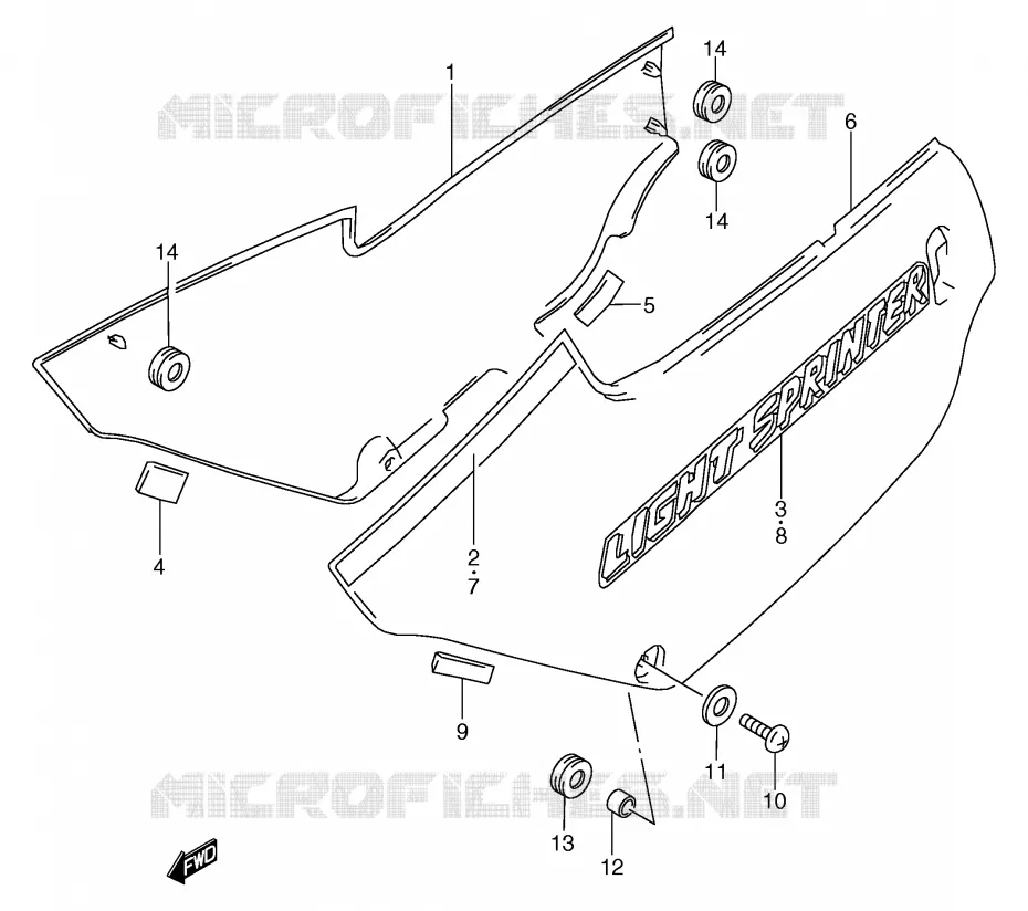 FAIRING (MODEL M E22 AG3,1ZX) Suzuki MOTO 80 RG 1985  RG80CF(E4)