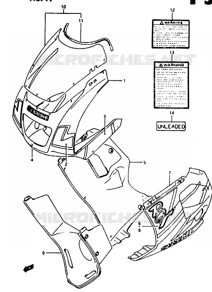 FAIRING (MODEL N A0Y) Suzuki MOTO 125 RG 1993  RG125FUP(N/P/R)