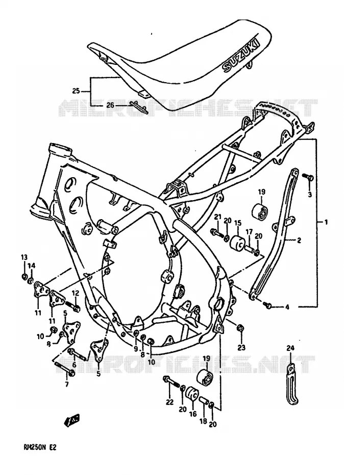 FRAME-SEAT Suzuki MOTO 250 RM 1990  RM250L(K/L/M/N)