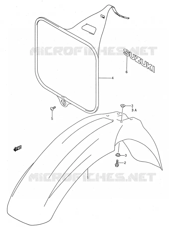FRONT FENDER - FRONT NUMBER PLATE Suzuki MOTO 125 RM 1994  RM125R(E28)