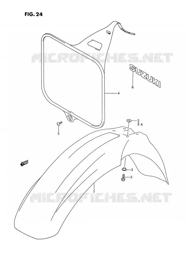 FRONT FENDER - FRONT NUMBER PLATE Suzuki MOTO 125 RM 1994  RM125R(E3)