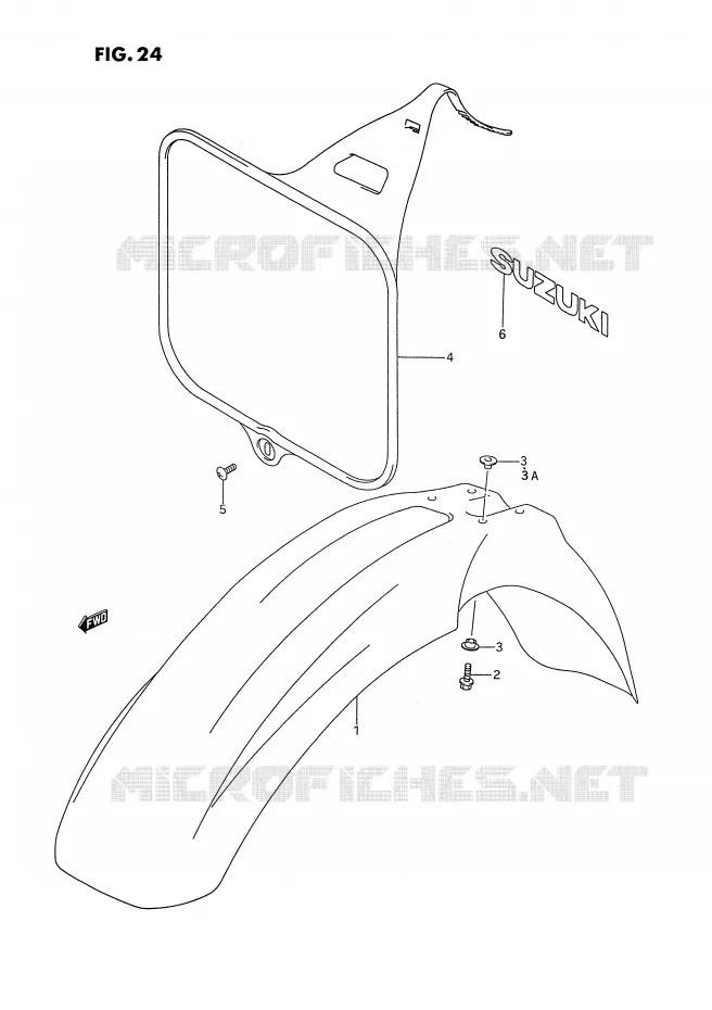 FRONT FENDER - FRONT NUMBER PLATE Suzuki MOTO 125 RM 1995  RM125S(E2)