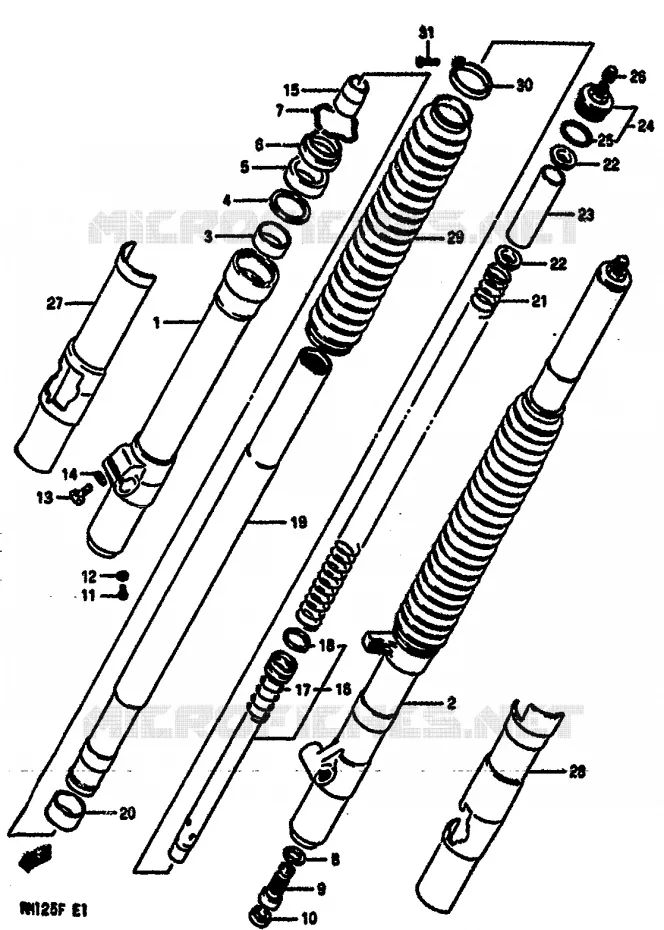 FRONT FORK (MODEL F) Suzuki MOTO 125 RM 1985  RM125F(E/F)