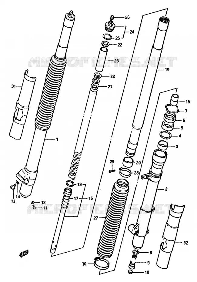 FRONT FORK (MODEL G) Suzuki MOTO 125 RM 1987  RM125H(G/H/J)