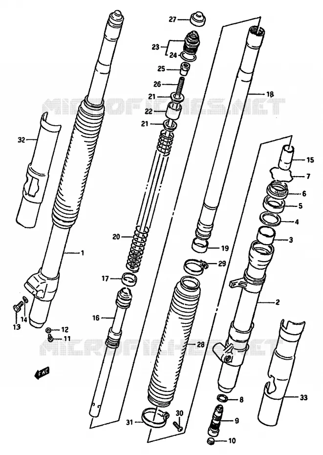 FRONT FORK (MODEL H) Suzuki MOTO 125 RM 1987  RM125H(G/H/J)