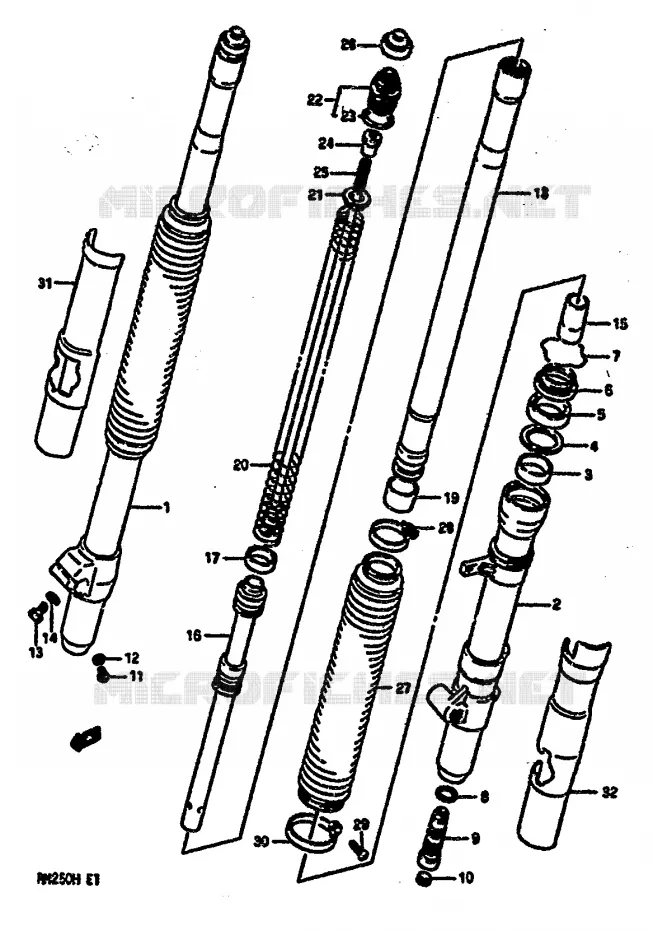 FRONT FORK (MODEL H) Suzuki MOTO 250 RM 1986  RM250G(G/H)