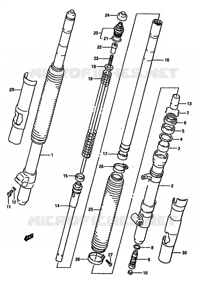 FRONT FORK (MODEL J) Suzuki MOTO 125 RM 1988  RM125J(G/H/J)