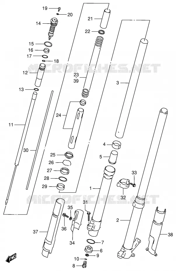 FRONT FORK (MODEL T) Suzuki MOTO 125 RM 1999  RM125X(E2)