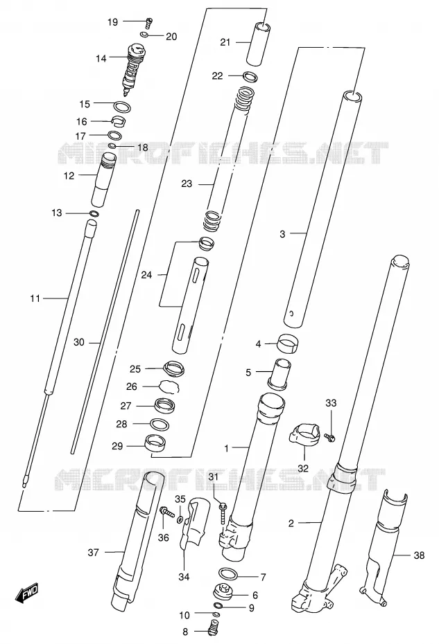 FRONT FORK (MODEL T) Suzuki MOTO 250 RM 1998  RM250W(E3/E28)