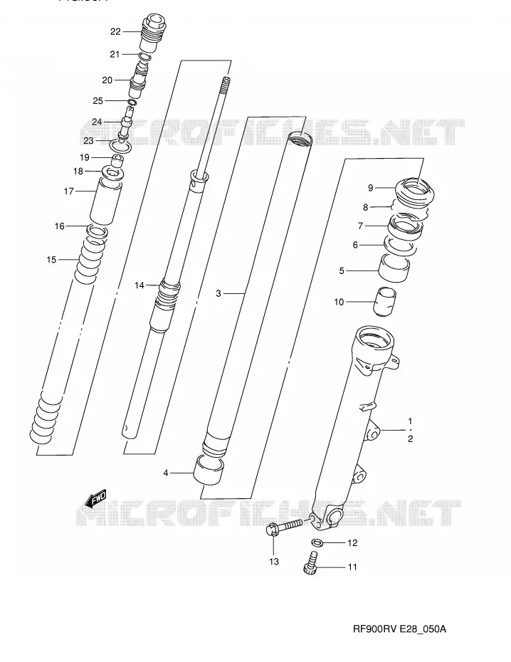 FRONT FORK (MODEL T/V) Suzuki MOTO 900 RF 1996  RF900RT(E28)