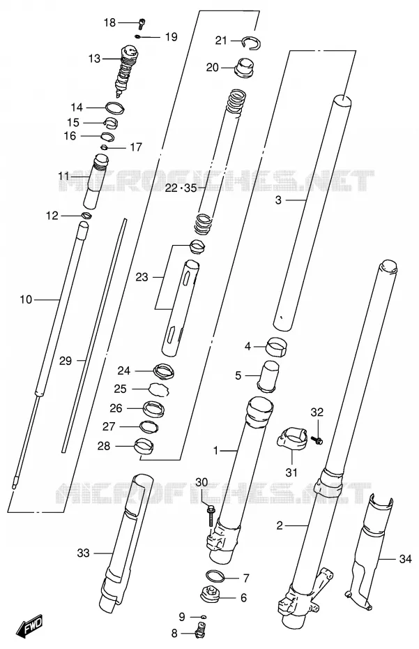 FRONT FORK (MODEL V) Suzuki MOTO 125 RM 1999  RM125X(E2)