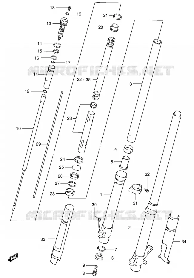 FRONT FORK (MODEL V) Suzuki MOTO 250 RM 1996  RM250T(E3/E28)