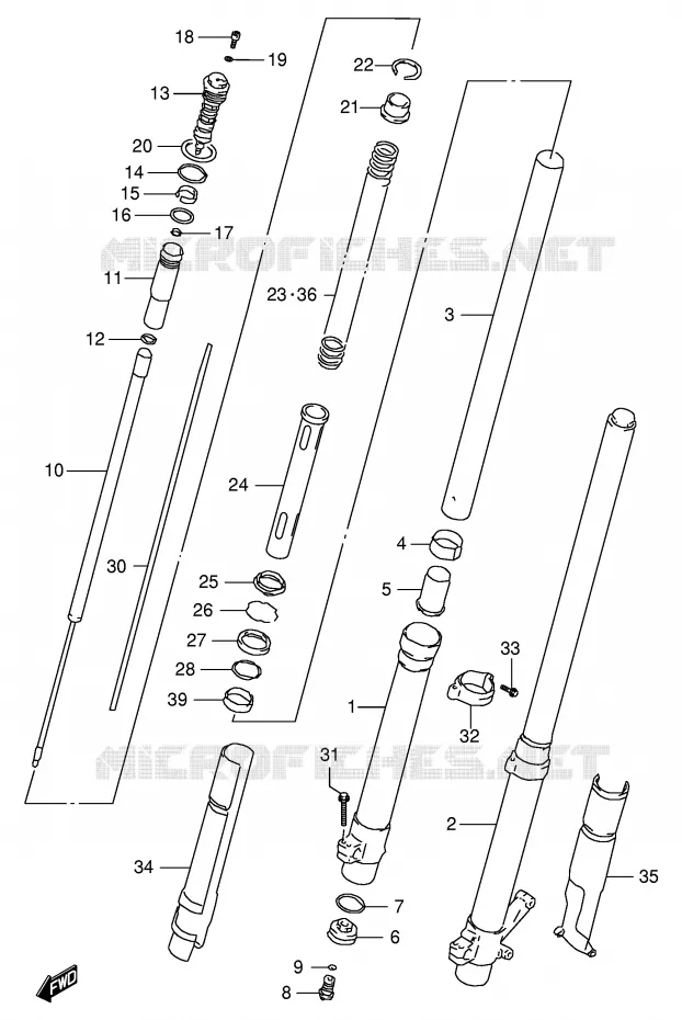 FRONT FORK (MODEL W) Suzuki MOTO 125 RM 1999  RM125X(E2)
