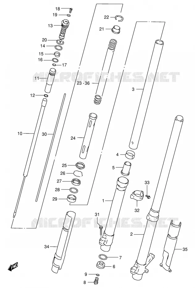 FRONT FORK (MODEL W) Suzuki MOTO 250 RM 1997  RM250V(E3/E28)