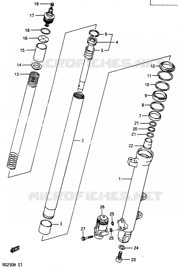 FRONT LH DAMPER Suzuki MOTO 250 RG 1986  RG250G(G/H)