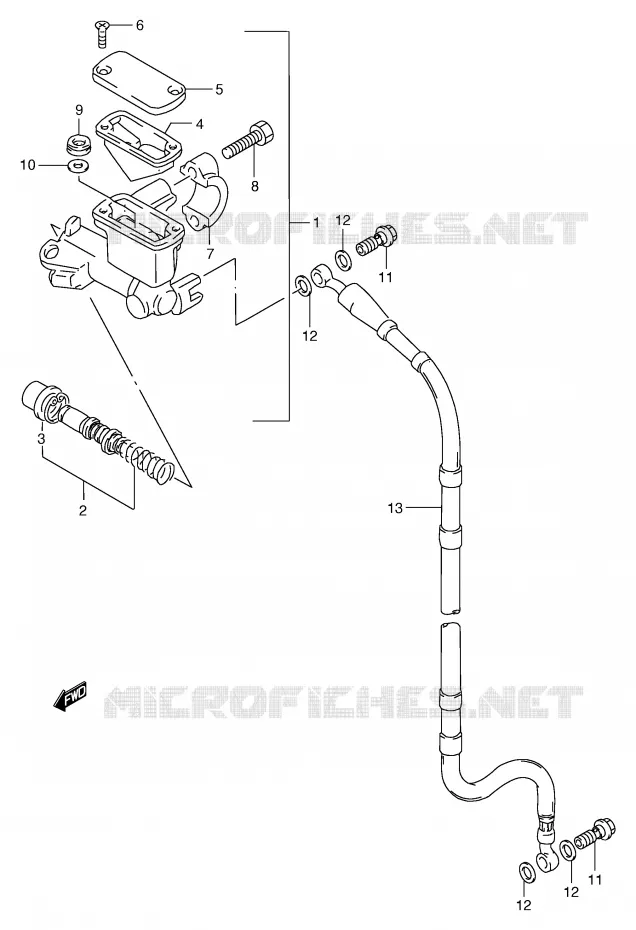 FRONT MASTER CYLINDER (MODEL T/V/W) Suzuki MOTO 250 RM 1996  RM250T(E3/E28)