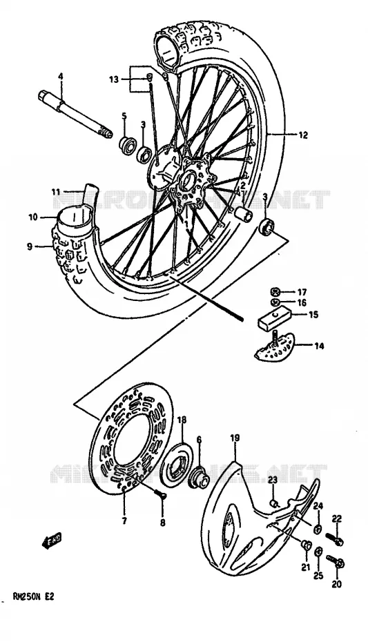 FRONT WHEEL (MODEL N) Suzuki MOTO 250 RM 1990  RM250L(K/L/M/N)