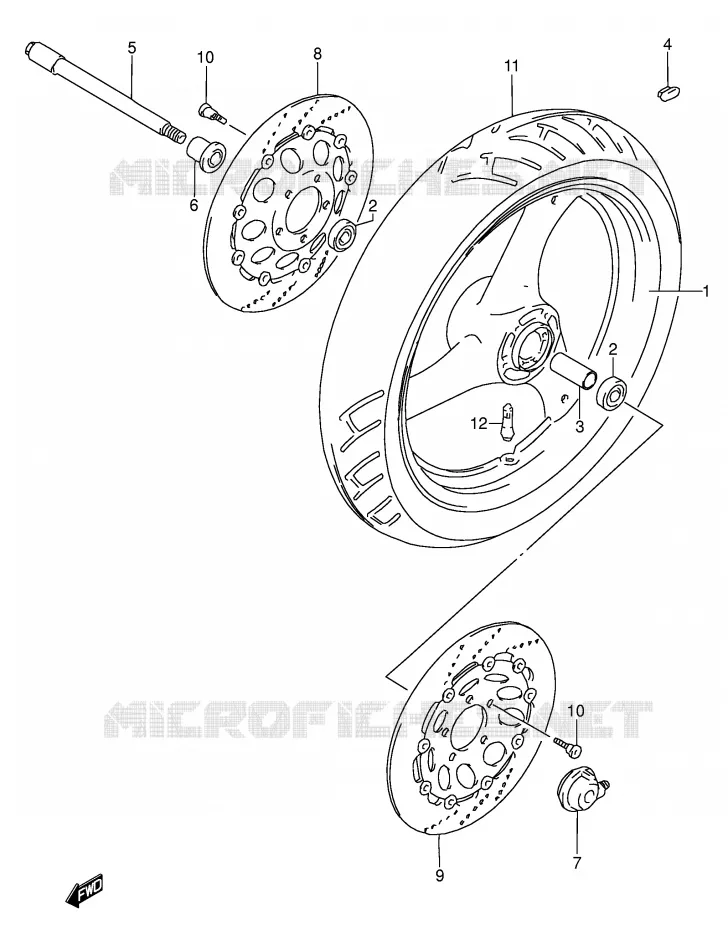 FRONT WHEEL (MODEL S/T/V) Suzuki MOTO 600 RF 1996  RF600RUT(E2)