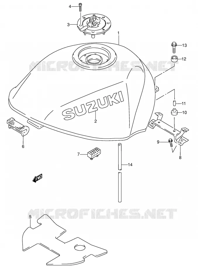 FUEL TANK (MODEL P/R/S/T) Suzuki MOTO 600 RF 1995  RF600RS(E2)