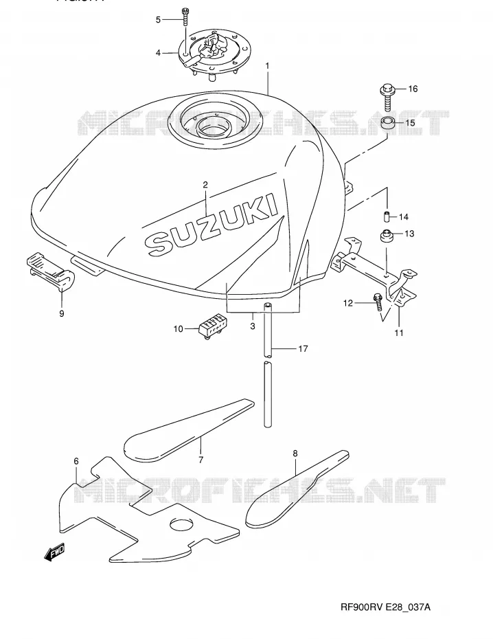 FUEL TANK (MODEL T) Suzuki MOTO 900 RF 1995  RF900RZS(E28)