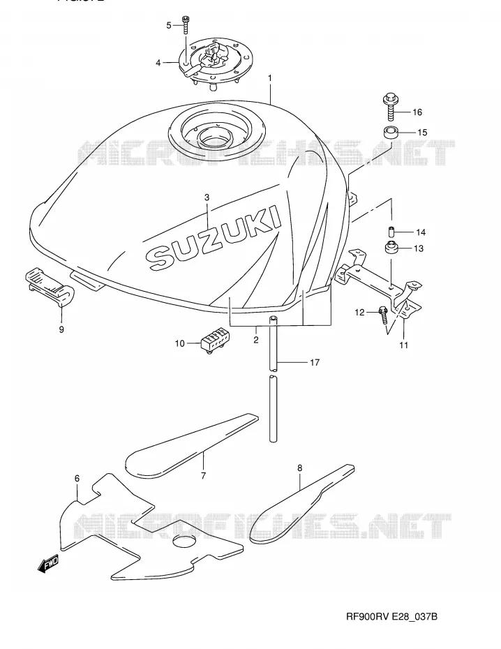FUEL TANK (MODEL V) Suzuki MOTO 900 RF 1996  RF900RT(E28)