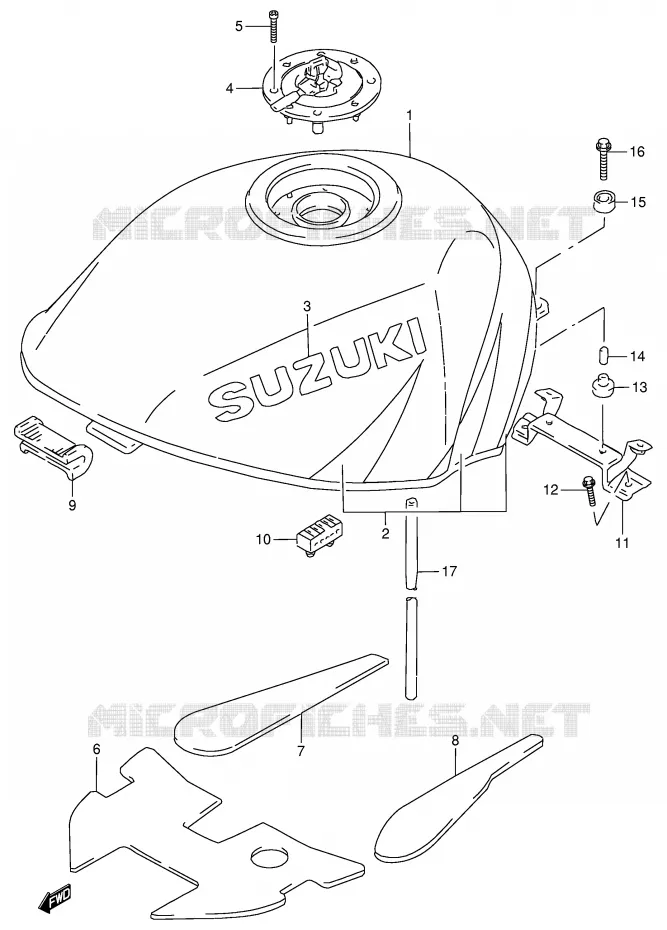 FUEL TANK (MODEL V) Suzuki MOTO 900 RF 1997  RF900RV(E2)