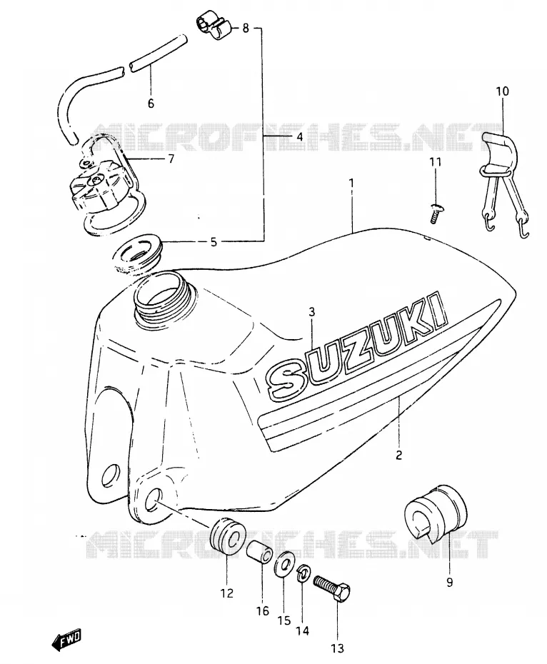 FUEL TANK (MODEL X) Suzuki MOTO 465 RM 1982  RM465Z(X/Z)