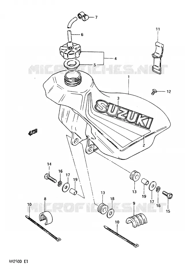 FUEL TANK MODEL Z Suzuki MOTO 250 RM 1983  RM250D(Z/D)