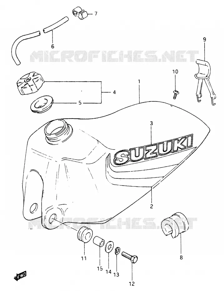 FUEL TANK (MODEL Z) Suzuki MOTO 465 RM 1981  RM465X(X/Z)