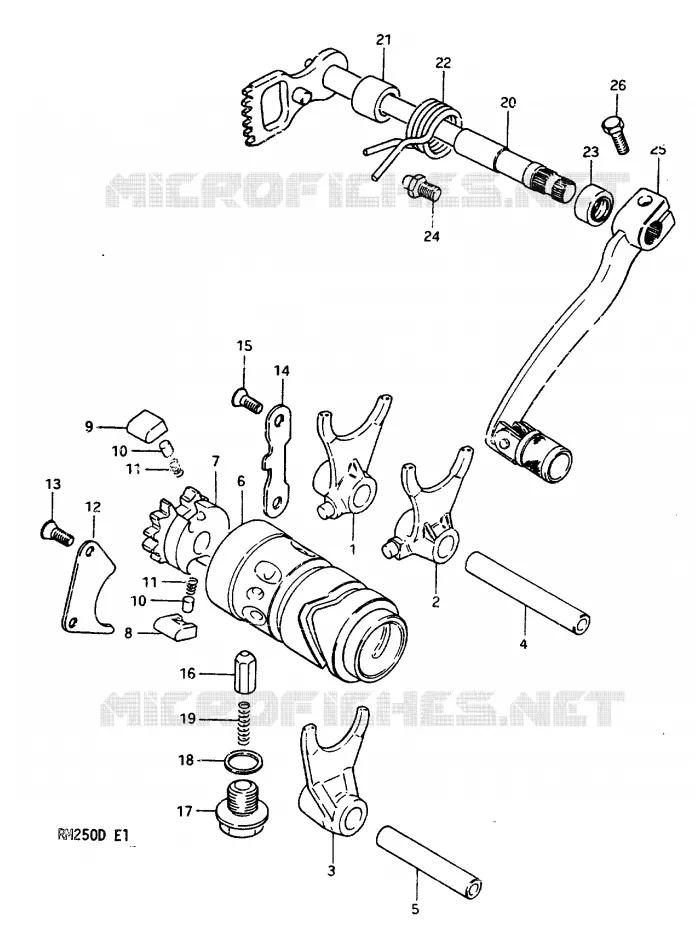 GEAR SHIFTING MODEL Z Suzuki MOTO 250 RM 1982  RM250Z(Z/D)