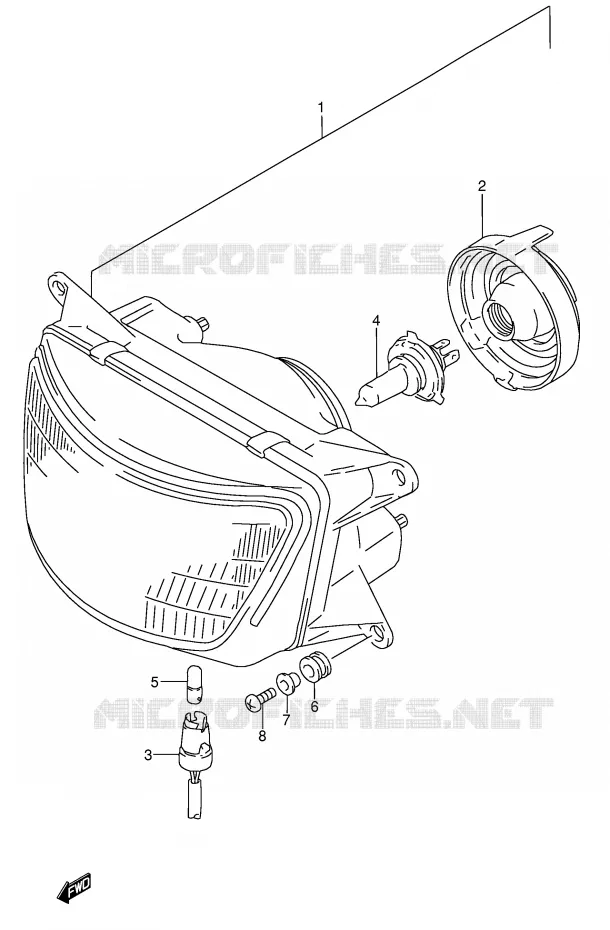HEADLIGHT (MODEL T/V) Suzuki MOTO 600 RF 1994  RF600RUR(E2)