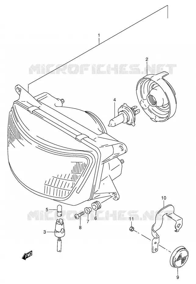 HEADLIGHT (MODEL T/V/W) Suzuki MOTO 900 RF 1998  RF900RW(E2)