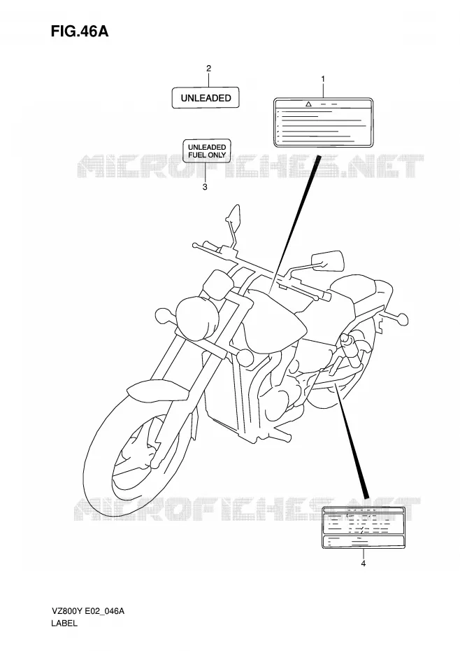 LABEL (MODEL K1) Suzuki MOTO 800 MARAUDER 1999  VZ800X(E2)
