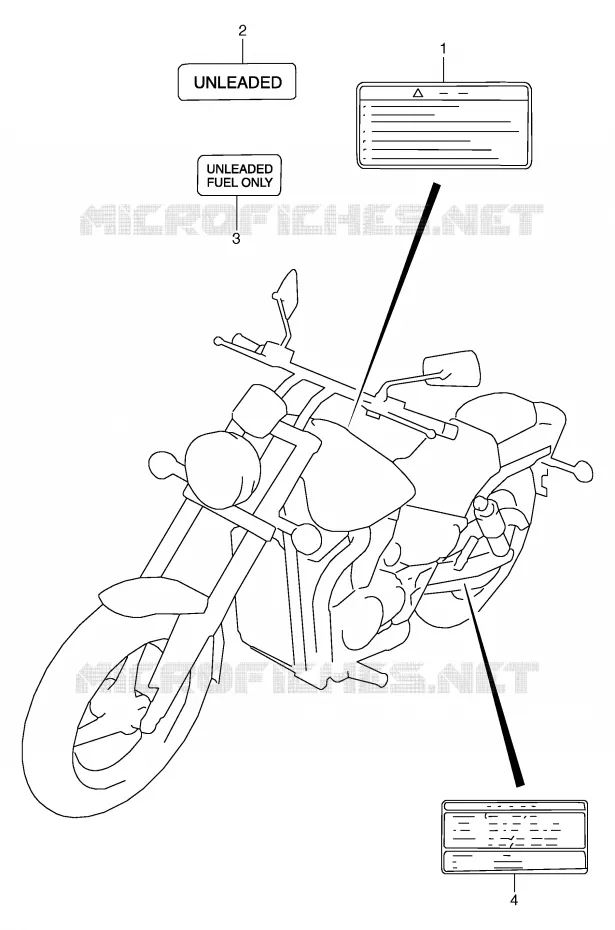 LABEL (MODEL V/W/X/Y) Suzuki MOTO 800 MARAUDER 1999  VZ800X(E2)