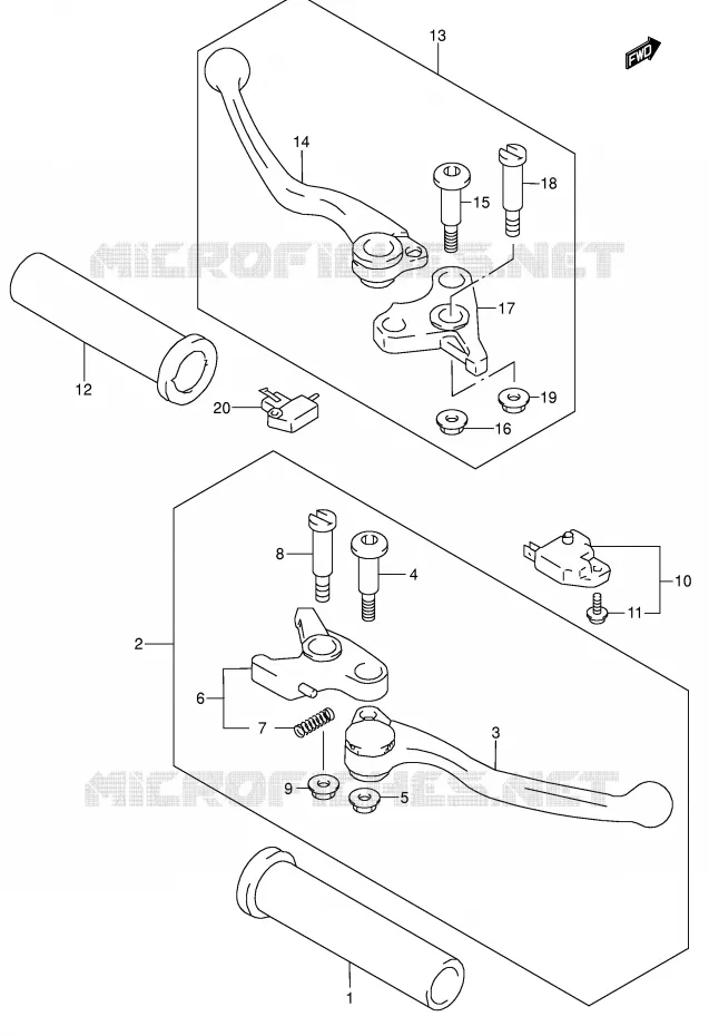 LEVERS - HANDGRIPS (MODEL K5/K6) Suzuki MOTO 1500 INTRUDER 2005  VL1500K5(E2)