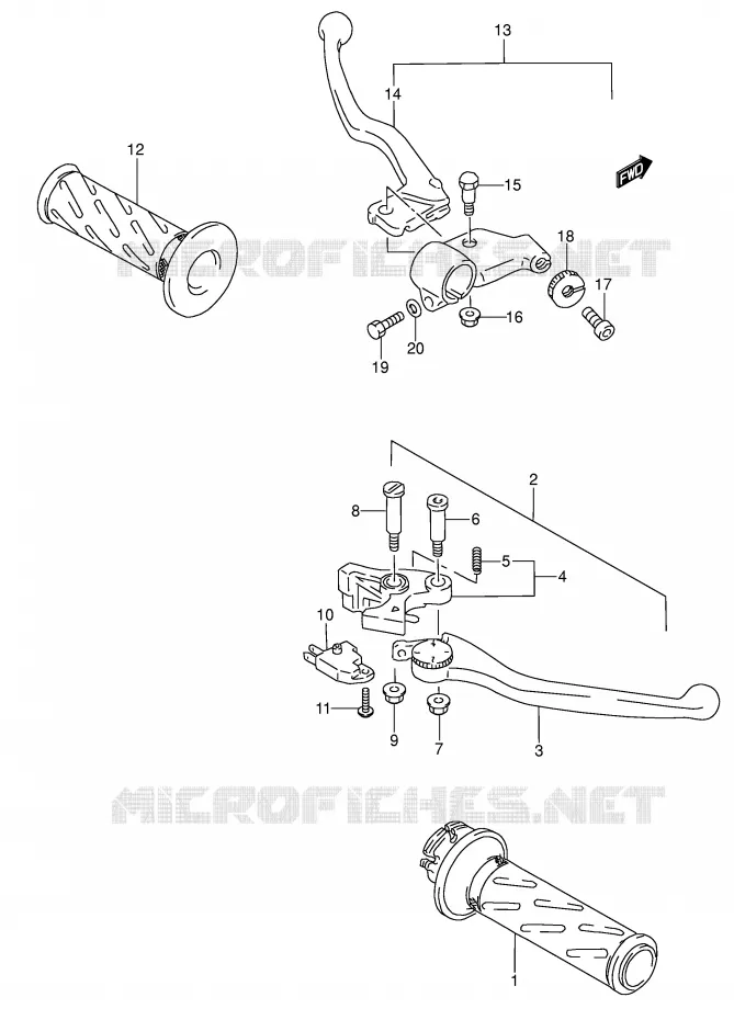 LEVERS - HANDGRIPS Suzuki MOTO 600 RF 1995  RF600RUS(E2)