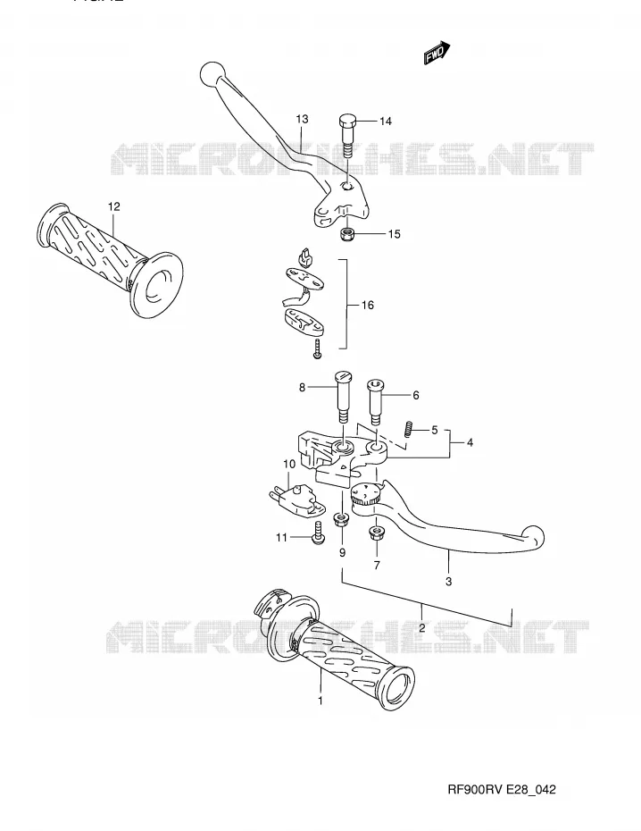 LEVERS - HANDGRIPS Suzuki MOTO 900 RF 1996  RF900RT(E28)