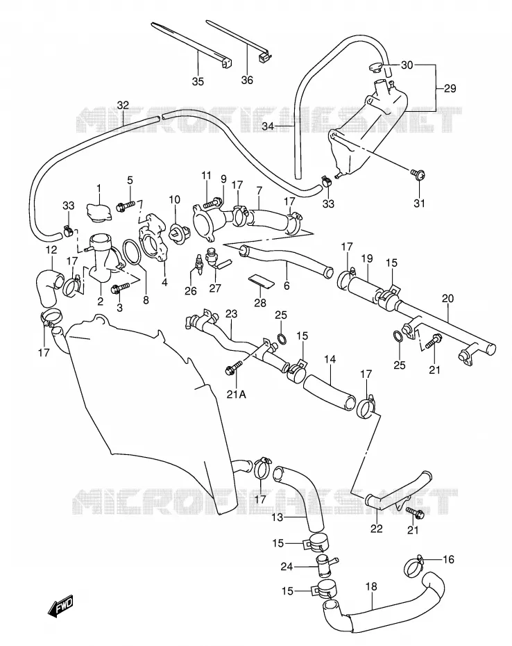RADIATOR HOSE - EXPANSION TANK Suzuki MOTO 600 RF 1995  RF600RS(E2)