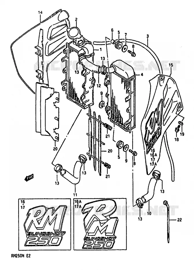 RADIATOR (MODEL K/L) Suzuki MOTO 250 RM 1992  RM250N(K/L/M/N)