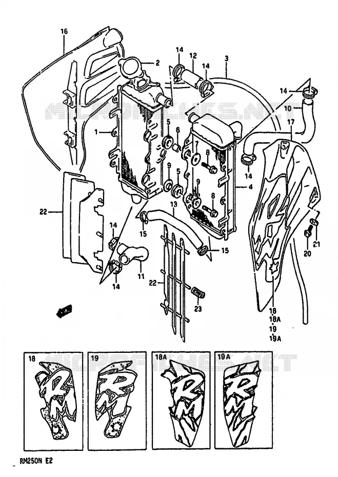 RADIATOR (MODEL M/N) Suzuki MOTO 250 RM 1991  RM250M(K/L/M/N)