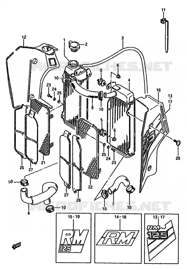 RADIATOR Suzuki MOTO 125 RM 1987  RM125H(G/H/J)