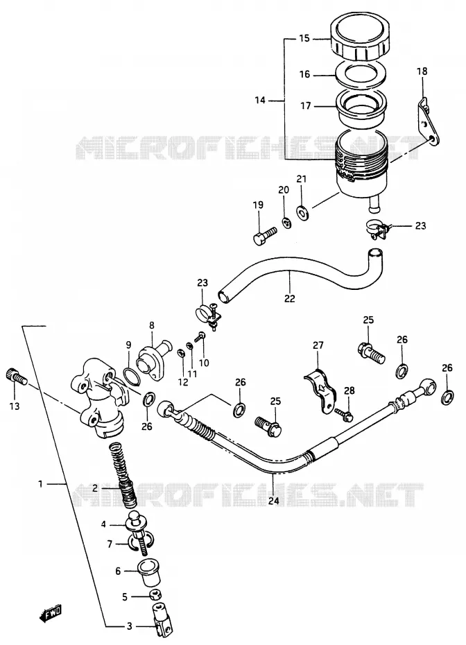 REAR BRAKE MASTER CYLINDER Suzuki MOTO 250 RG 1987  RG250CH(G/H)