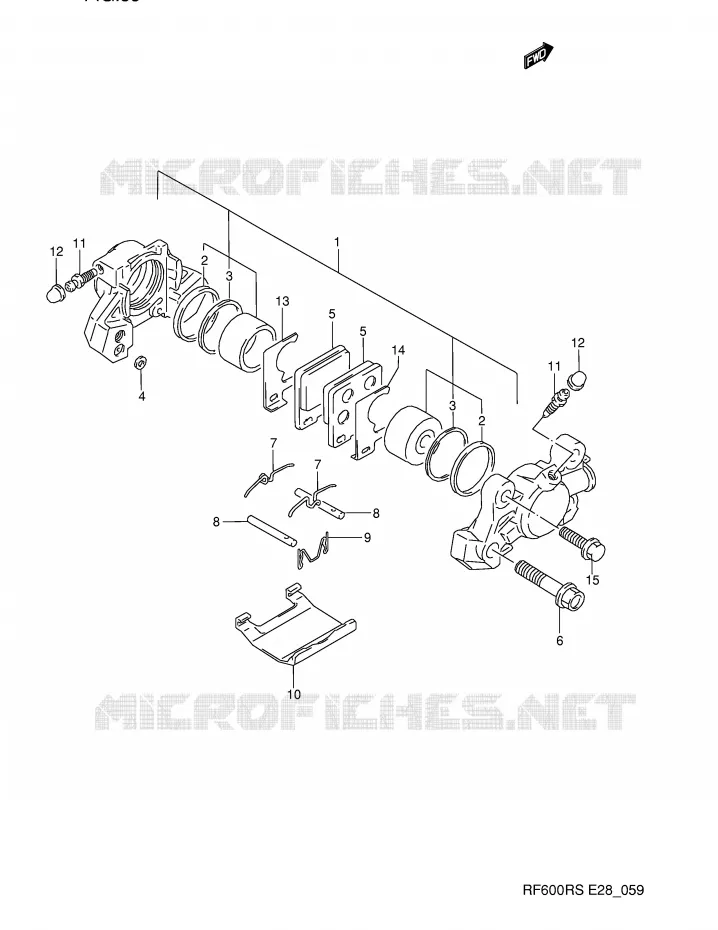 REAR CALIPER (MODEL P/R) Suzuki MOTO 600 RF 1993  RF600RP(E28)