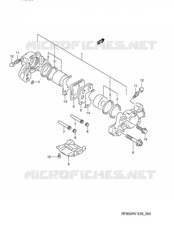 REAR CALIPER (MODEL R/S) Suzuki MOTO 900 RF 1996  RF900RT(E28)