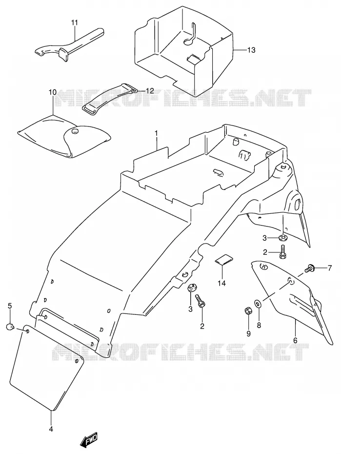 REAR FENDER (MODEL T/V) Suzuki MOTO 600 RF 1997  RF600RV(E2)