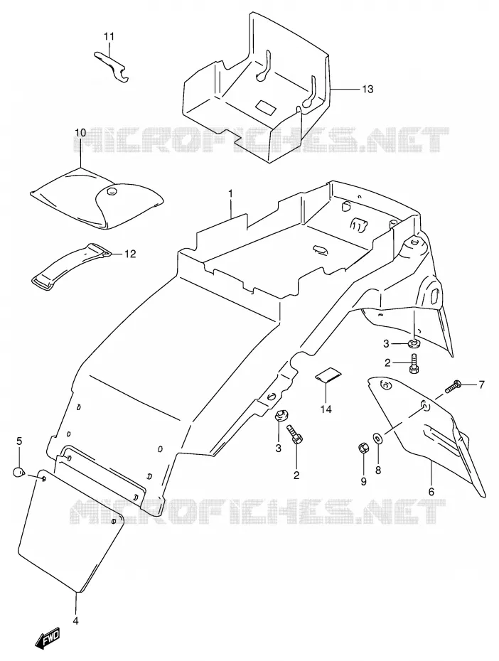 REAR FENDER (MODEL T/V/W) Suzuki MOTO 900 RF 1998  RF900RW(E2)